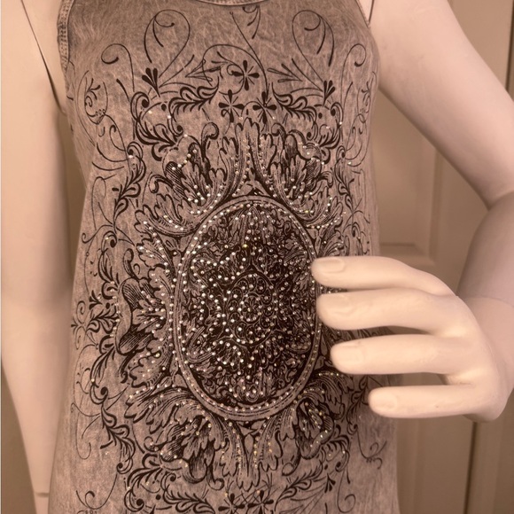 Vocal Tie Dye Print Bedazzled Crystal Rhinestones Studded Maxi Dress Small. #95 - Picture 4 of 11